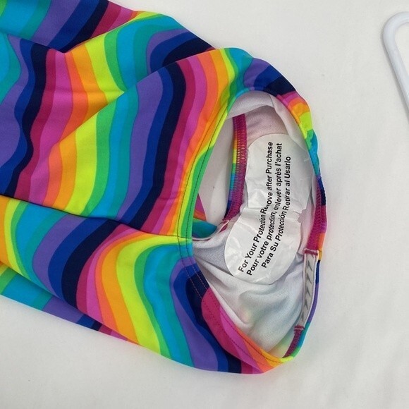 Speedo Girls Stretch Rainbow 🌈 Square Neck Sleeveless One-Piece Swimsuit Large - Picture 7 of 7